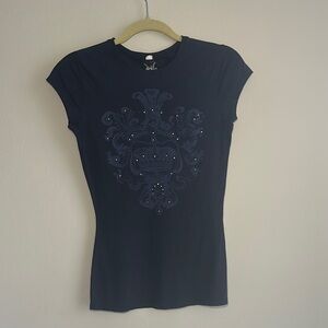 Navy Blue Graphic Women's Top